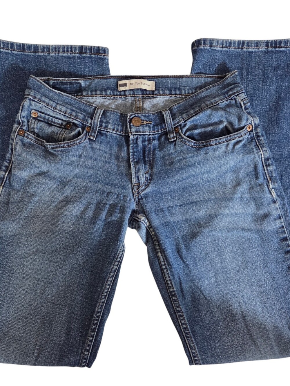 Levis 524 Too Super Low Jeans Womens 7L -Distressed -Y2K -Bratz Style Light Wash